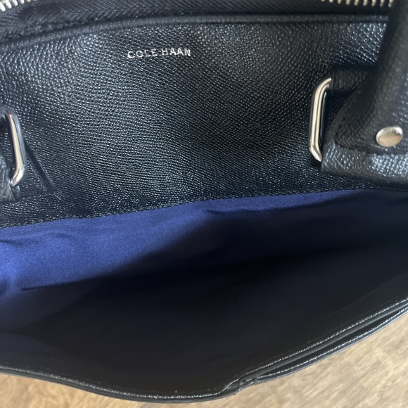 Cole Haan American Airlines Black Pebbled Leather Attache Brief Case Laptop Bag - Picture 3 of 13